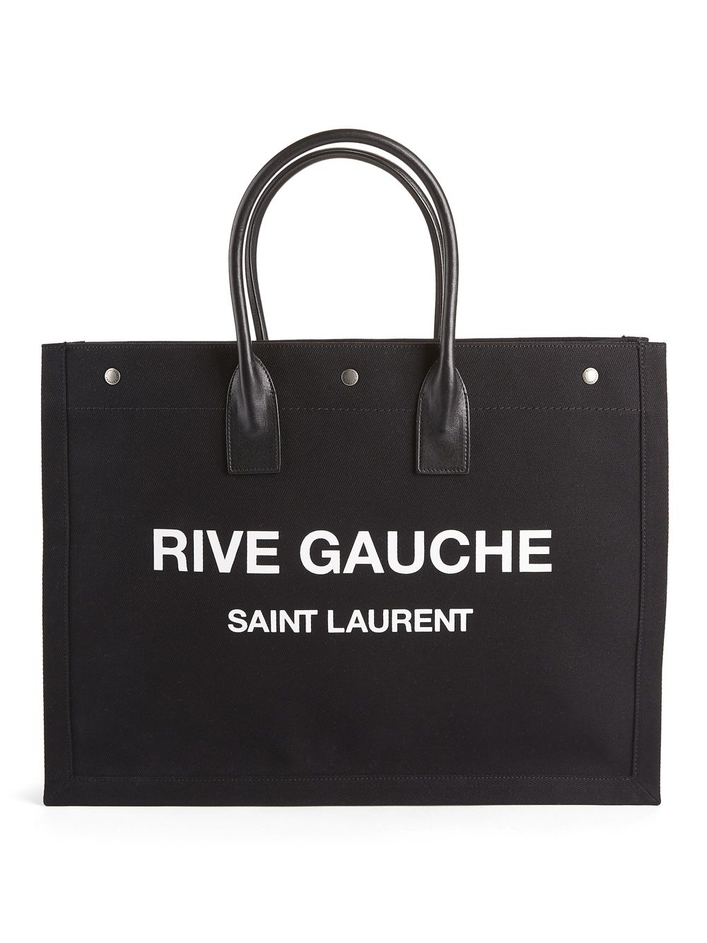 Льняная объемная сумка-тоут Rive Gauche Saint Laurent, черный