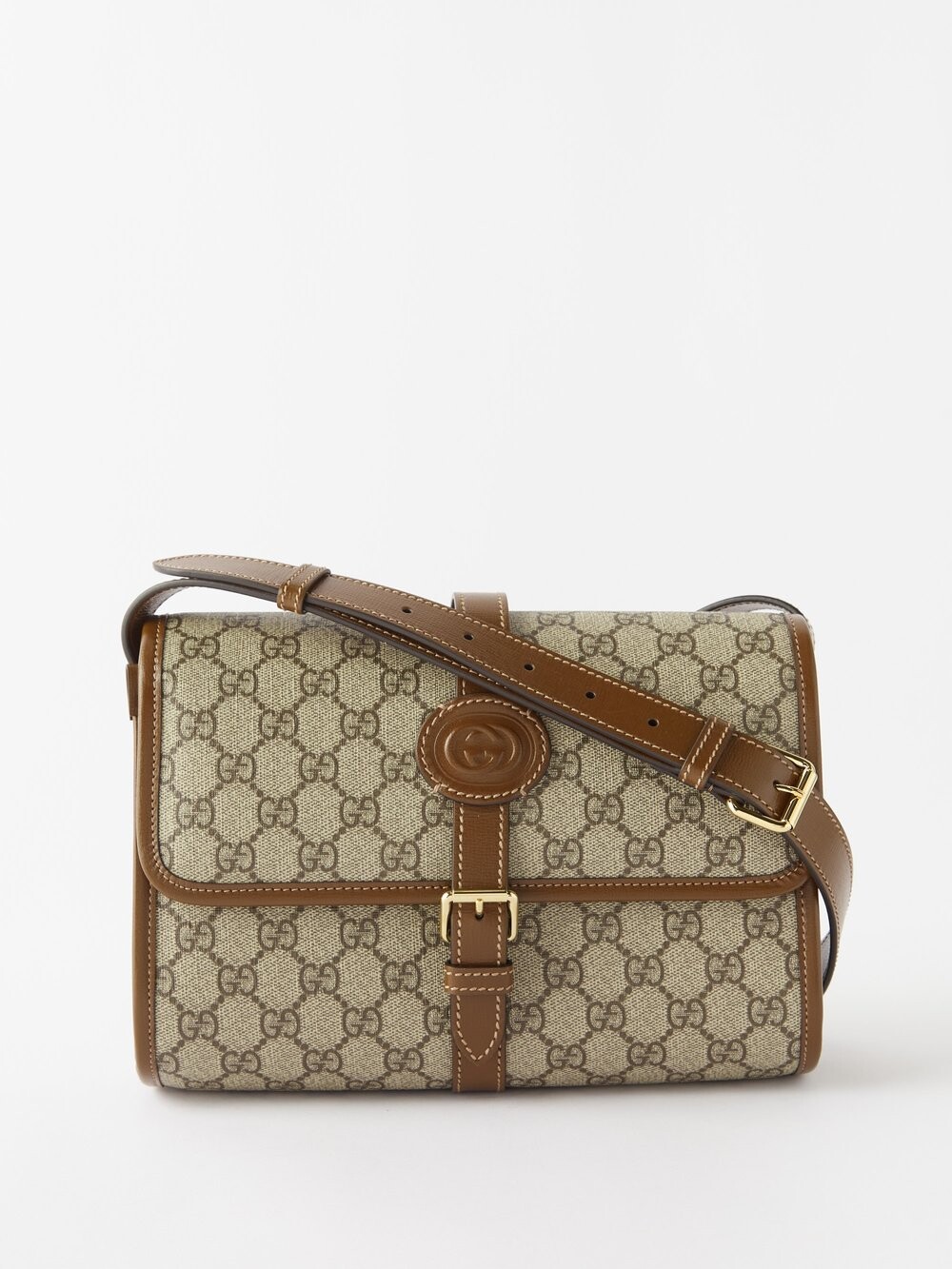 

Сумка через плечо с жаккардовой кожей gg Gucci, коричневый