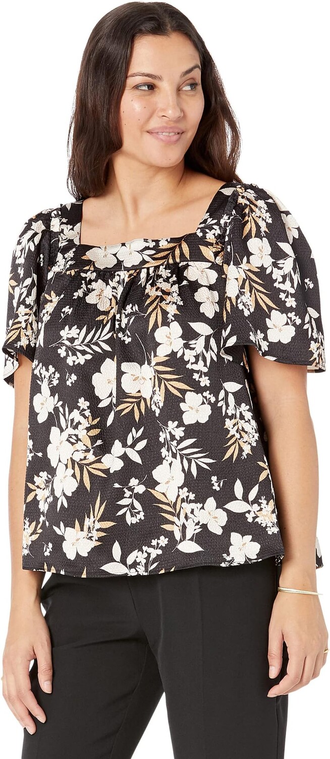 

Топ Draper James Maren Top in Midnight Magnolia, цвет Belle Meade Black