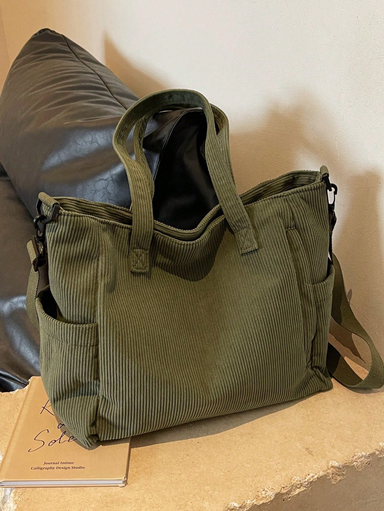 Ручная парусиновая сумка, зеленый