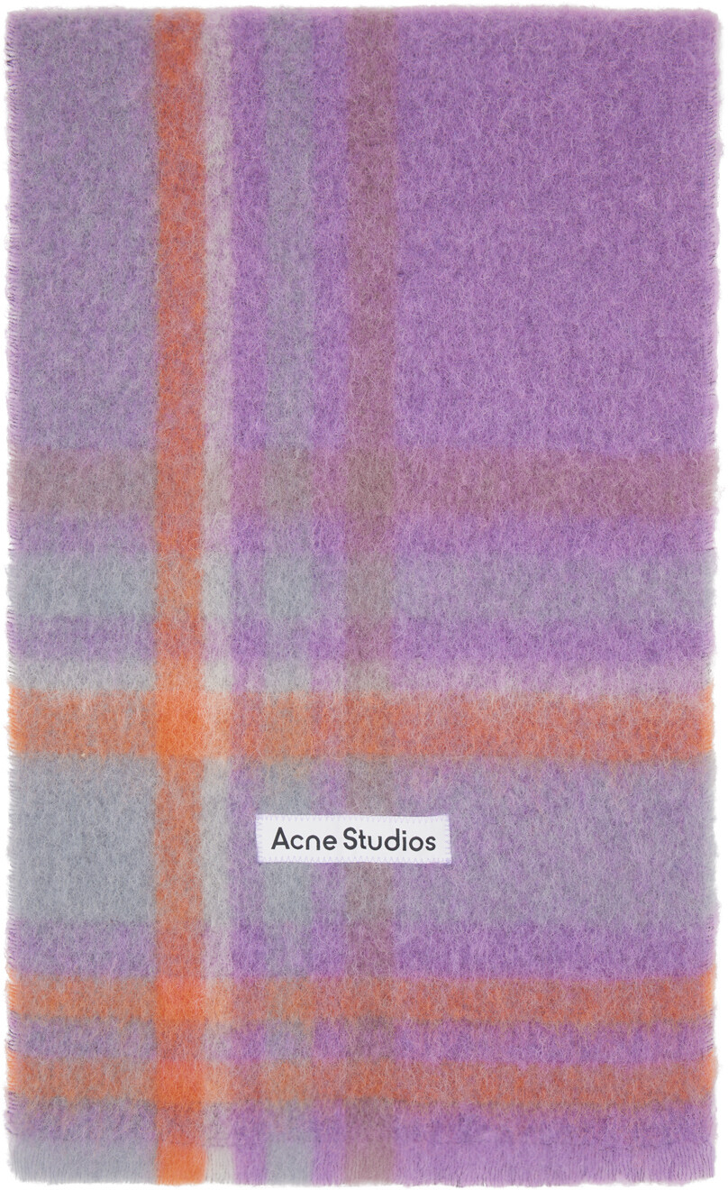 

Пурпурный шарф в клетку с логотипом Acne Studios