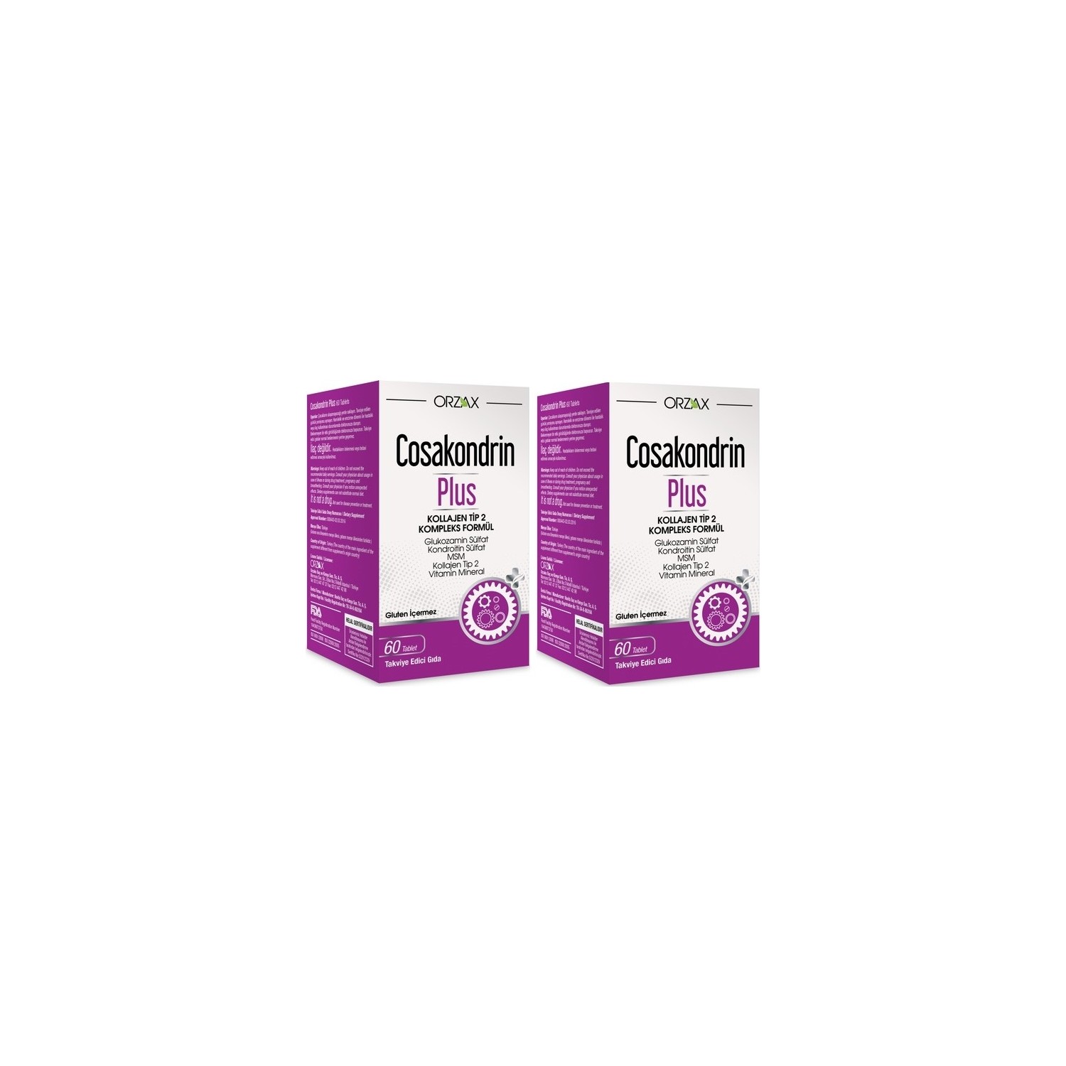 Пищевая добавка Orzax Cosakondrin Plus, 2 упаковки по 60 таблеток пищевая добавка orzax cosakondrin msm 60 таблеток