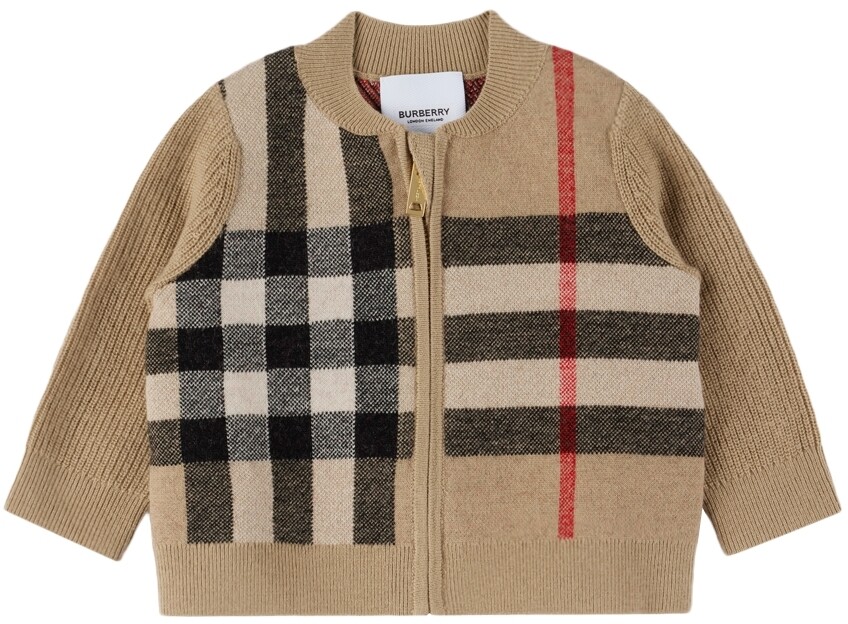 

Детская бежевая куртка в клетку Burberry
