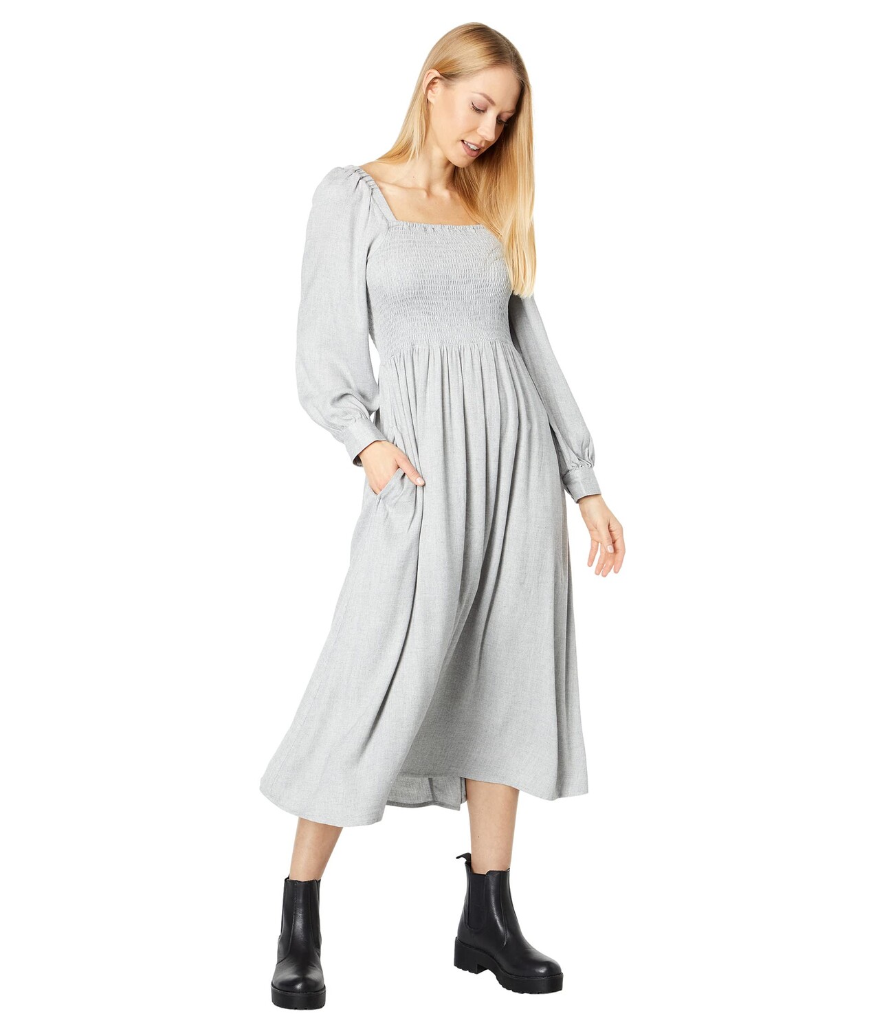 

Платье Madewell, Long Sleeve Lucie Midi Dress in Wool Gauze