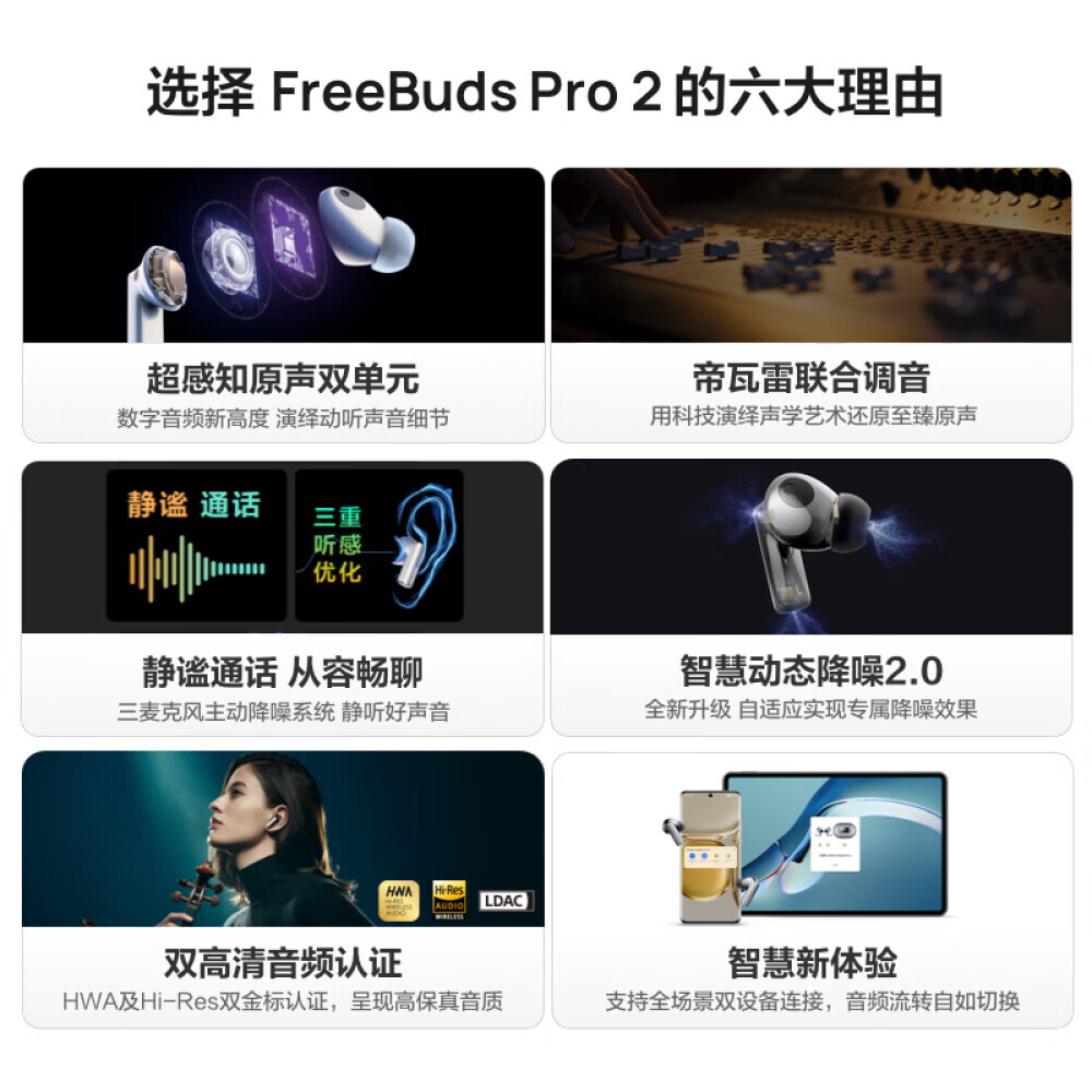 

Bluetooth-гарнитура Huawei FreeBuds Pro 2 с шумоподавлением