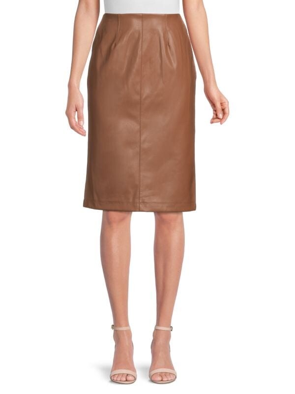 

Юбка - Карандаш Saks Fifth Avenue из веганской кожи, коричневый
