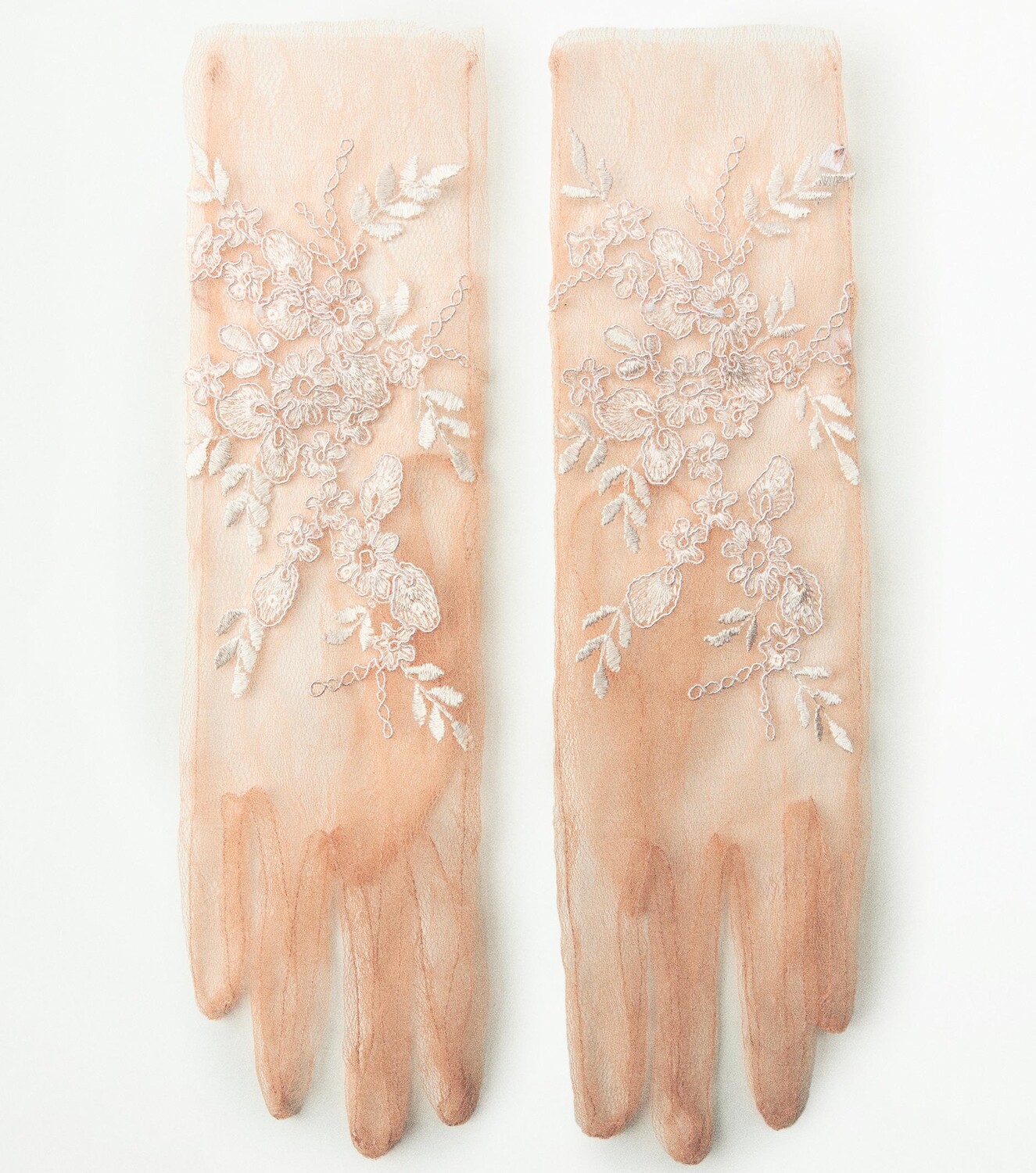 

Перчатки Zara Semi-sheer Embroidered, розовый