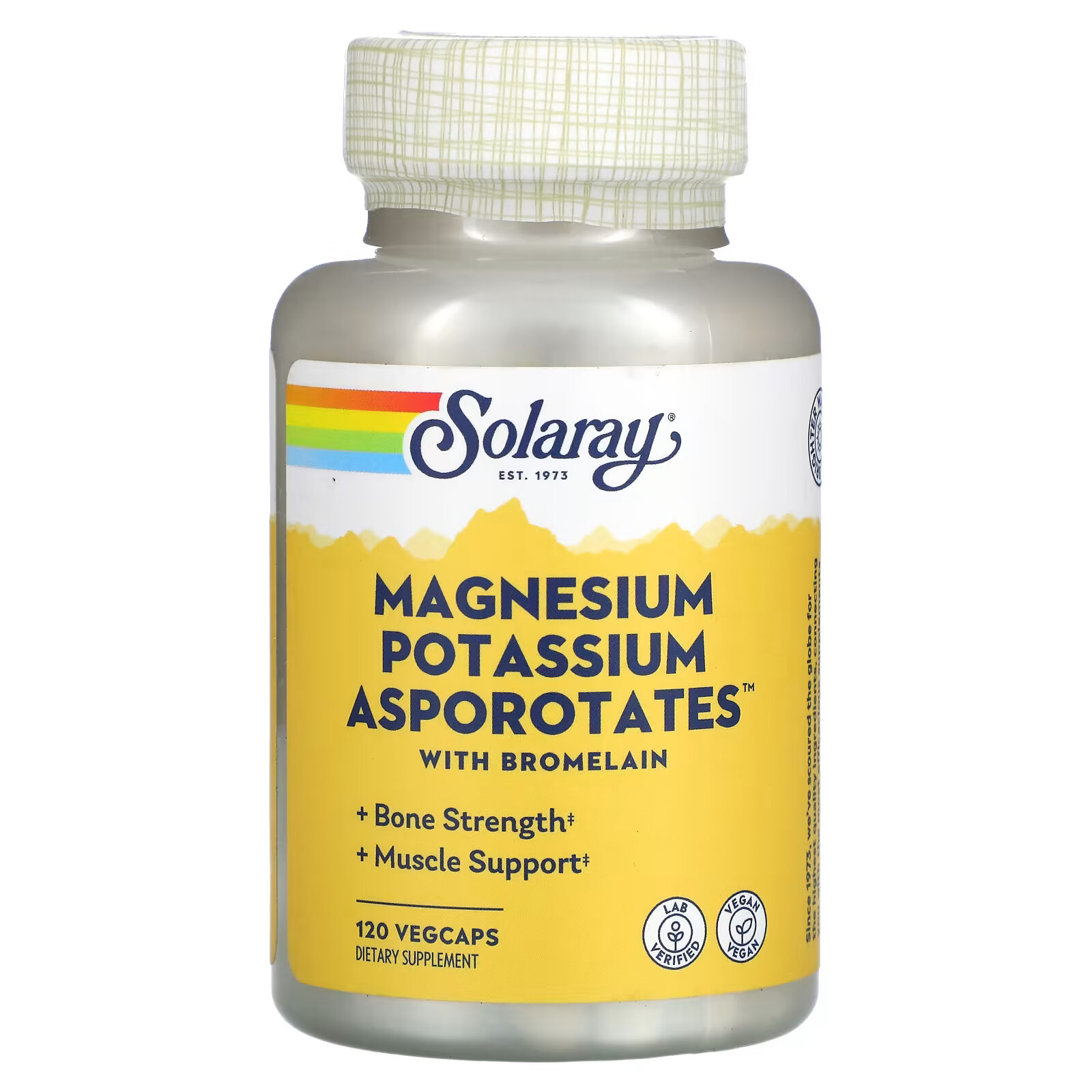 Solaray, Magnesium Potassium Asporotates, аспартат магния и калия, 120 растительных капсул solaray аспартат магния 200 мг 180 растительных капсул