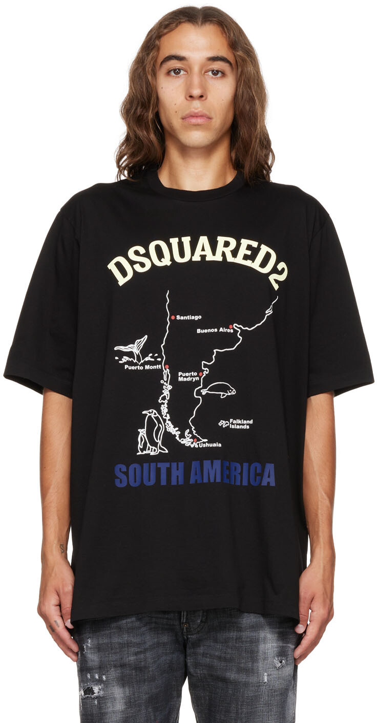 

Черная футболка с напуском South America Dsquared2