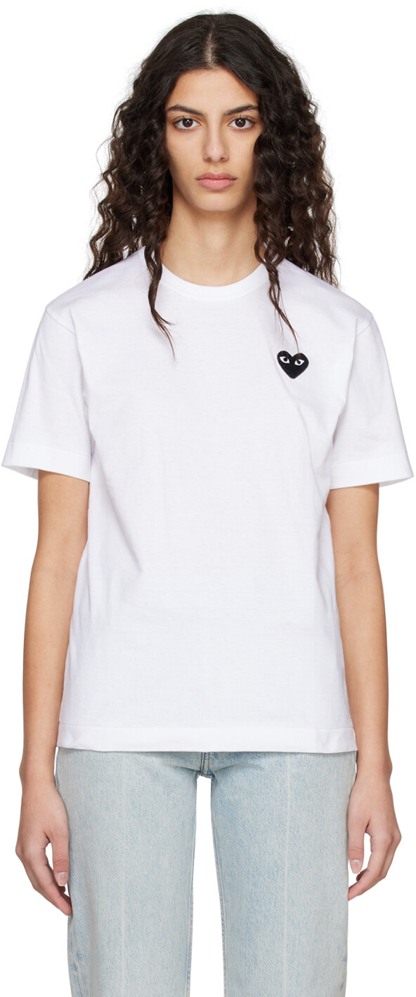 

Белая футболка с сердечками Comme des Garçons Play, Белый