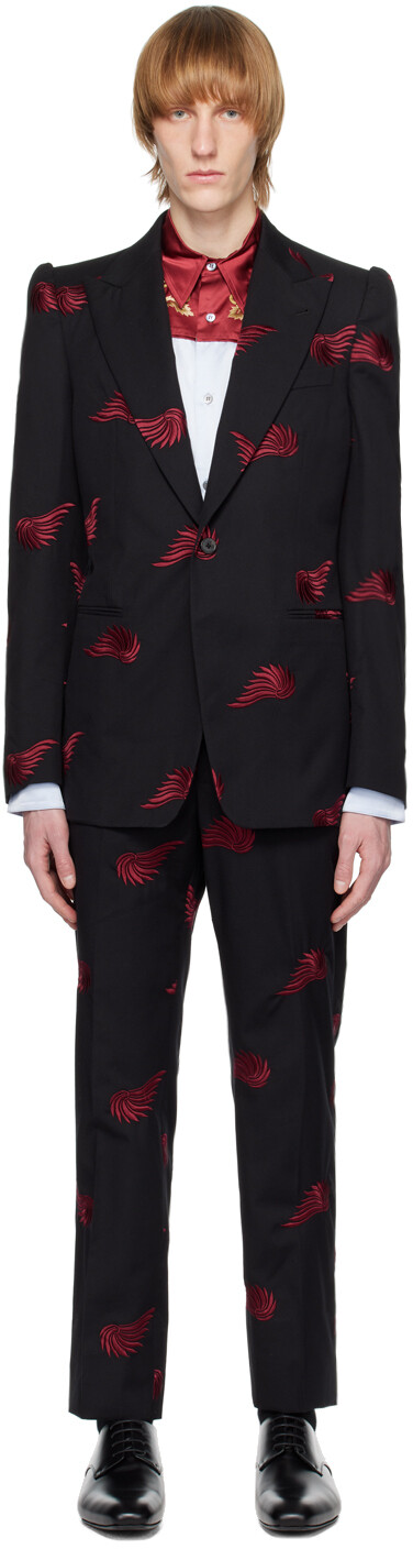 

Черно-красный костюм с вышивкой Dries Van Noten