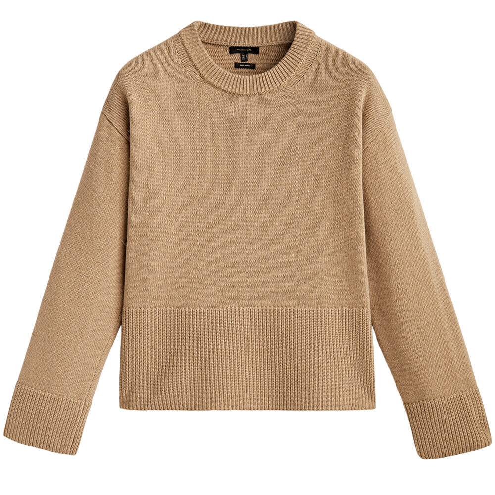 

Свитер Massimo Dutti Crew Neck Cape, желтовато-коричневый