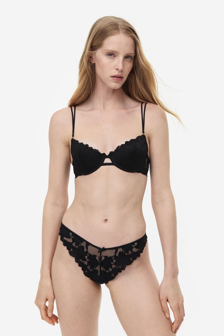

Кружевной бюстгальтер пуш-ап H&M, черный