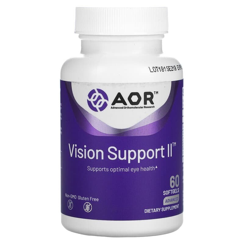 

Витамины для зрения II Advanced Orthomolecular Research AOR, 60 мягких желатиновых капсул