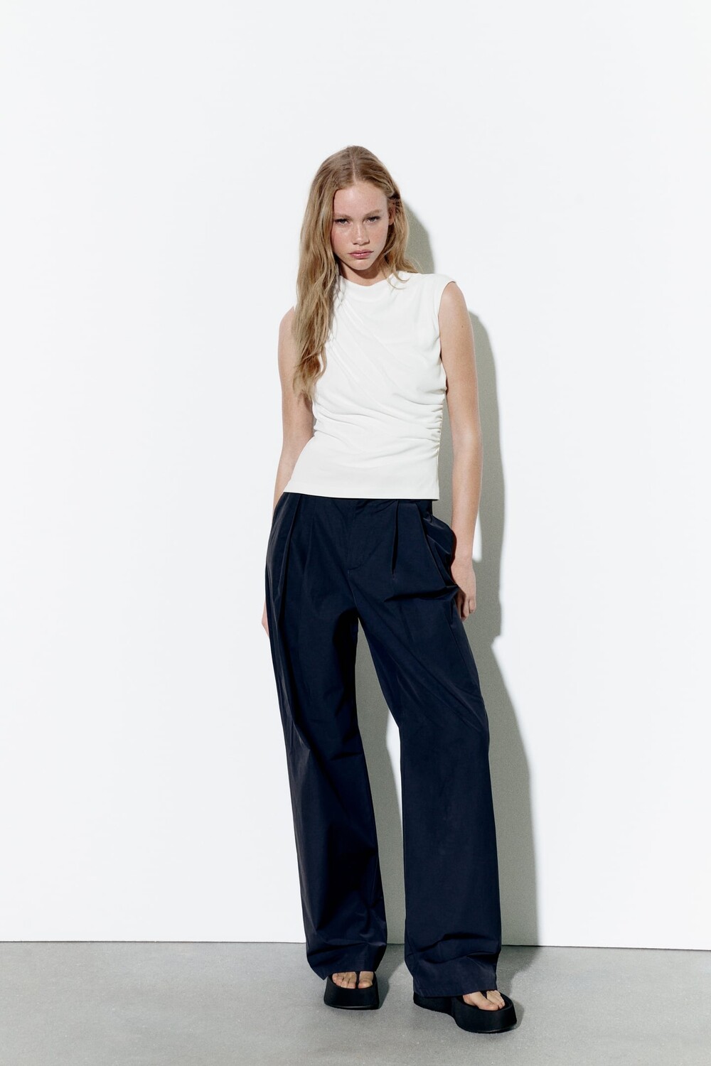 

Драпированный топ ZARA, белый