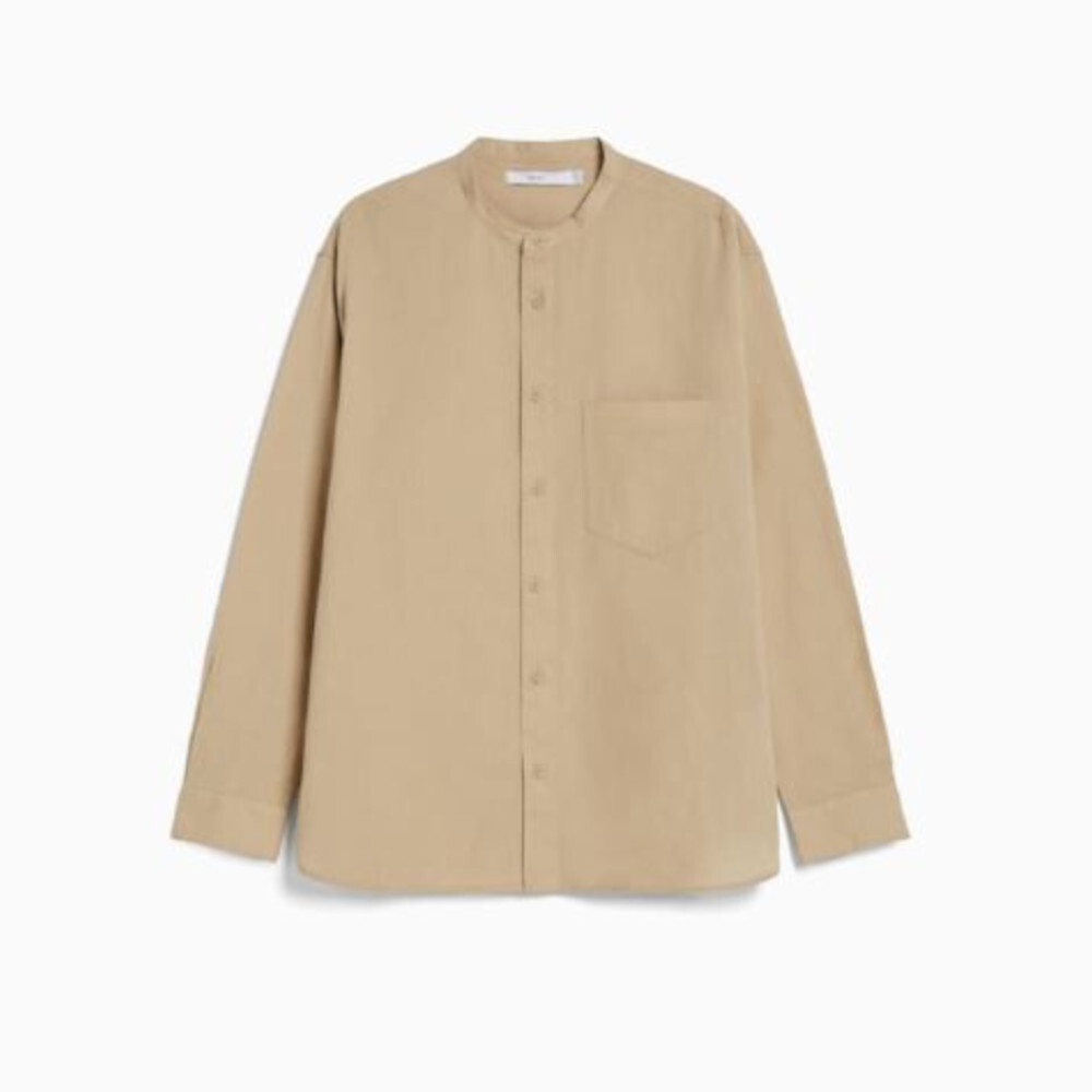 

Рубашка из смесового льна с длинными рукавами Bershka Long Sleeve Linen Blend, светло-коричневый