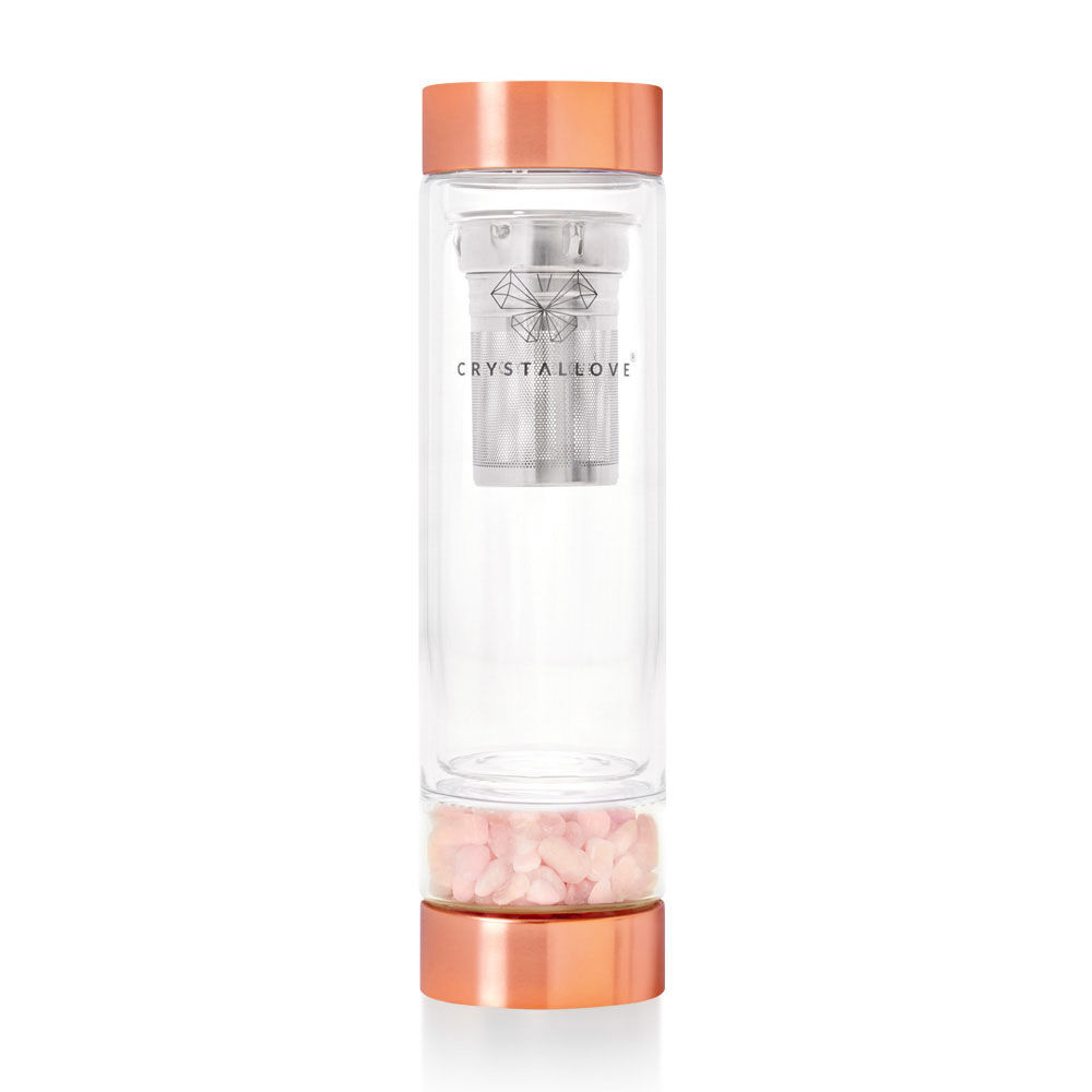 Бутылка с розовым кварцем для воды и чая Crystallove Crystal Collection, оранжевый бутылка для воды с двойными стенками bistro 0 5 л лунный