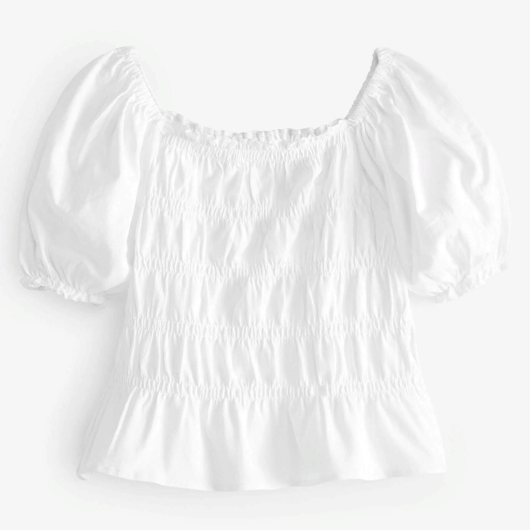 цена Блузка для девочки Next Shirred Puff Sleeve Standard, белый
