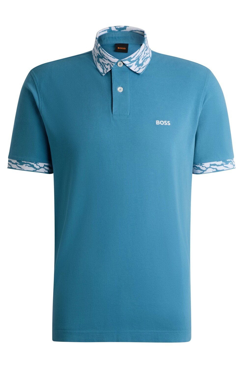 

Футболка поло Boss Cotton-piqué With Patterned Trims, голубой, Синий