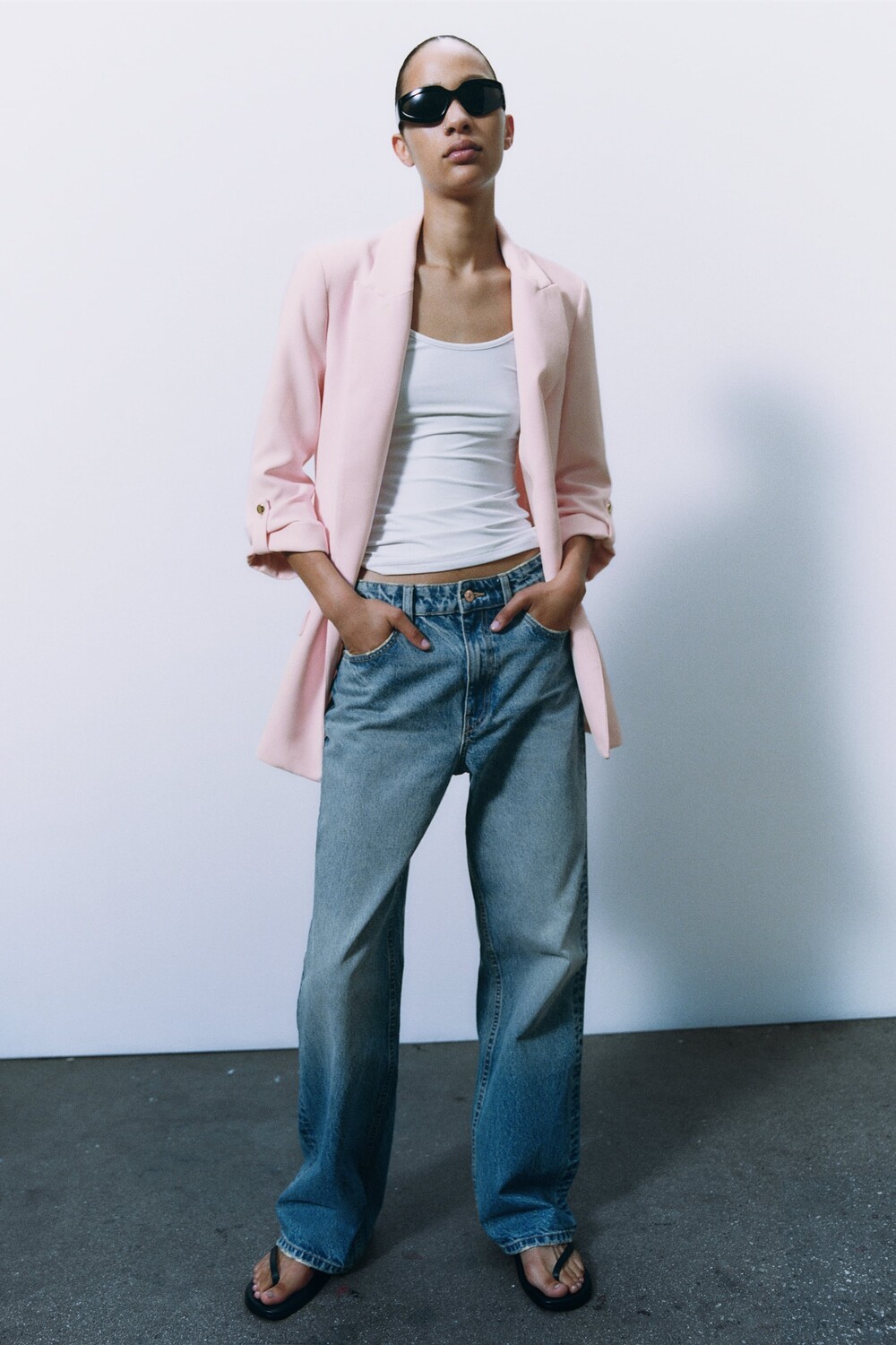 

Блейзер с закатанными рукавами Zara, розовый