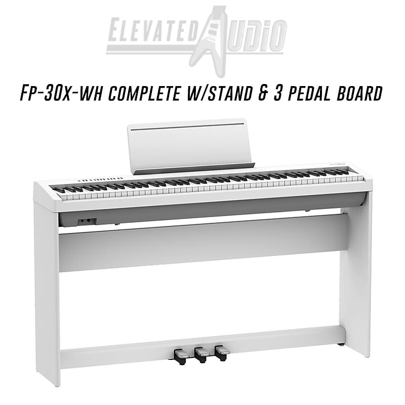 

Roland FP-30X White 88-клавишное цифровое пианино, полная настройка, со стойкой и 3 педалями, как показано, в наличии FP-30X 88-Key Digital Portable Piano