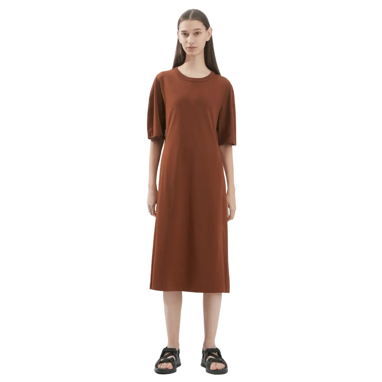 

Платье Uniqlo U Airism Cotton Short Sleeved, коричневый