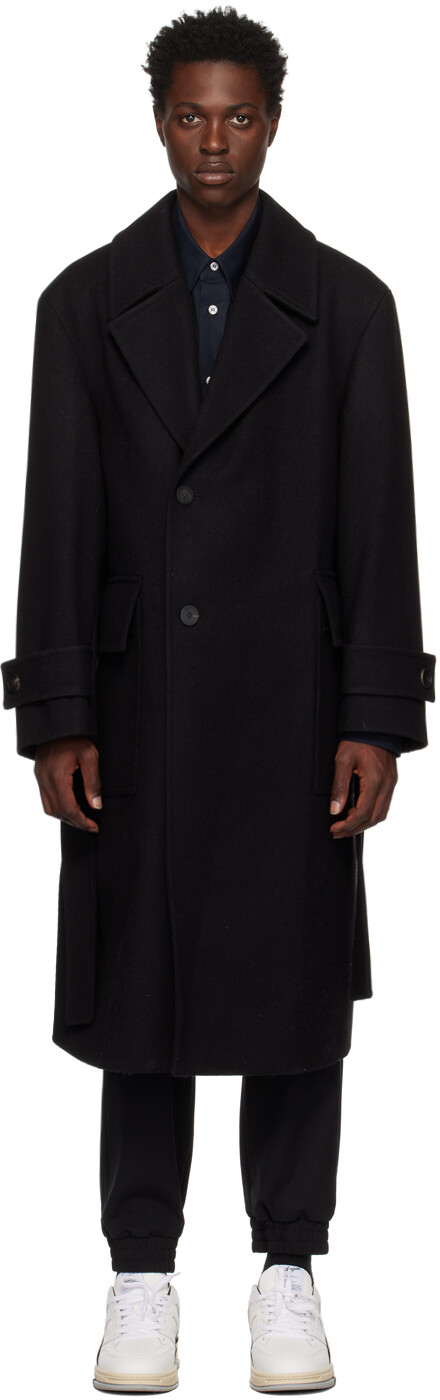 

Черное пальто с начесом Solid Homme