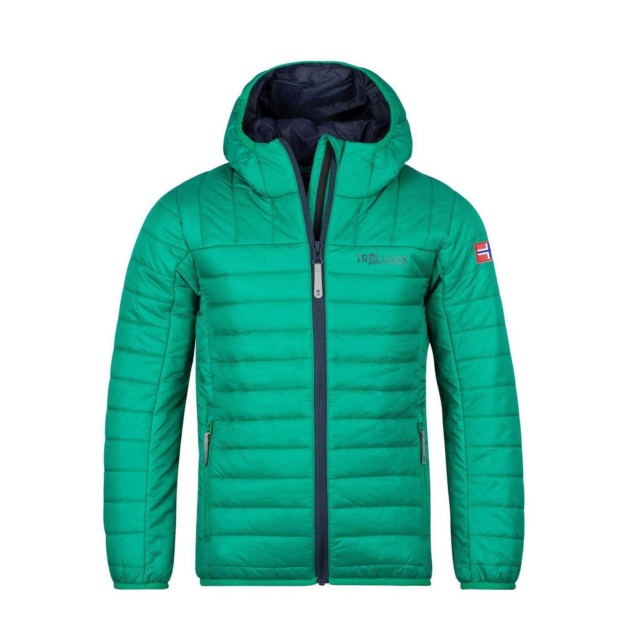 Куртка Trollkids Eikefjord, темно-зеленый/темно-синий куртка стеганая средней длины с пришитым капюшоном зимняя l синий