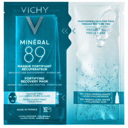 Vichy Mineral 89 регенерирующая и укрепляющая тканевая маска для лица, 29 г