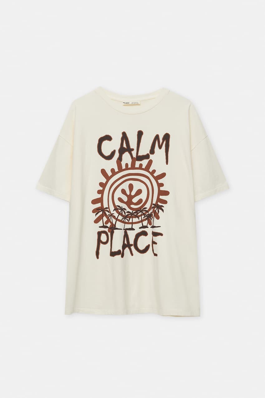 

Футболка Pull&Bear Calm Place, лед, Серый