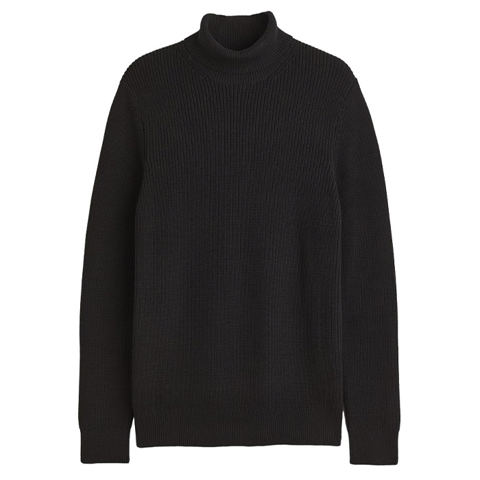 Свитер H&M Regular Fit Turtleneck, черный - фото