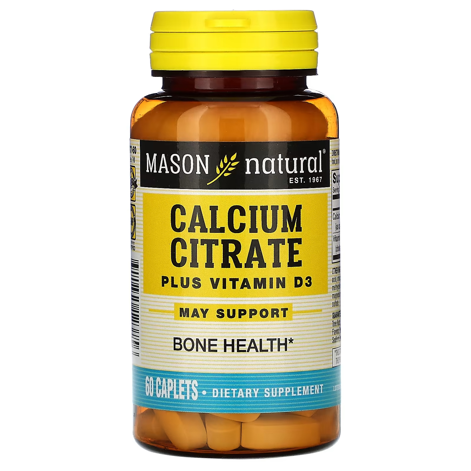 Цитрат кальция с витамином D3 Mason Natural, 60 капсуловидных таблеток биодобавка кальция цитрат с витамином d3 calcium citrate with vitamin 60 таблеток