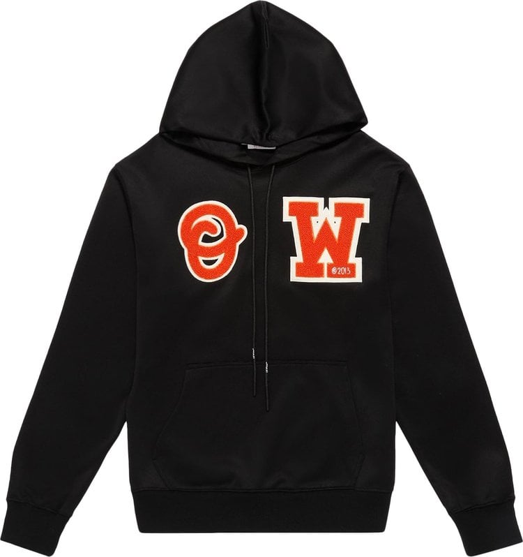 Худи Off-White Patch Slim Hoodie 'Black/Orange', черный - фото