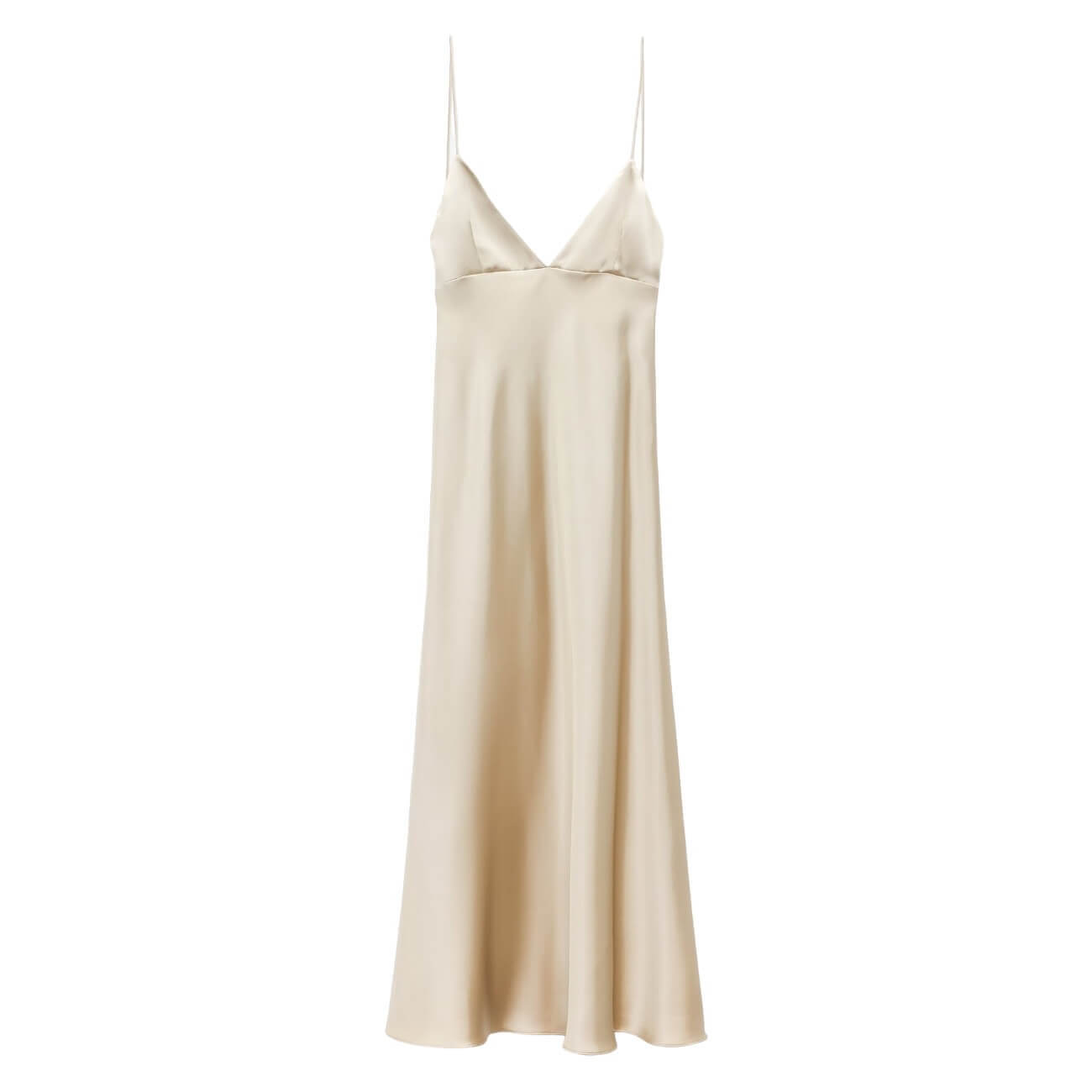 Платье Zara Satin Slip, серовато-бежевый (Размер XXL)