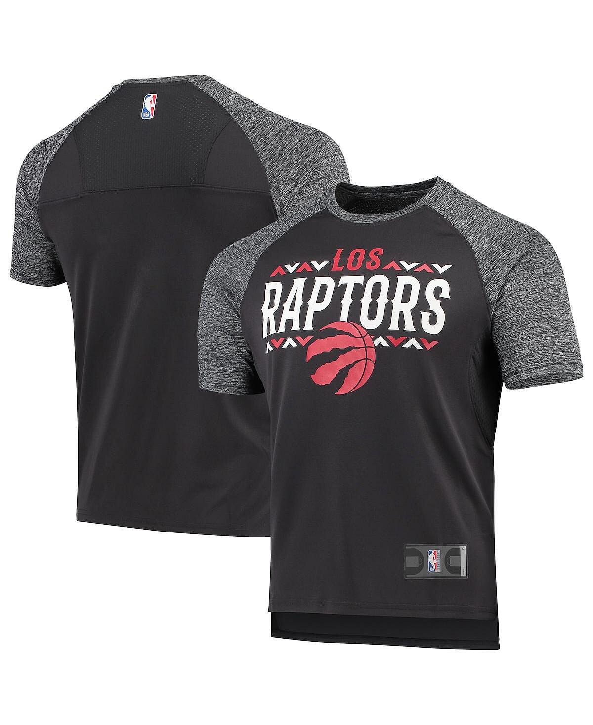 

Мужская фирменная футболка с логотипом toronto raptors noches shooting raglan черного и меланжевого цвета Fanatics, мульти