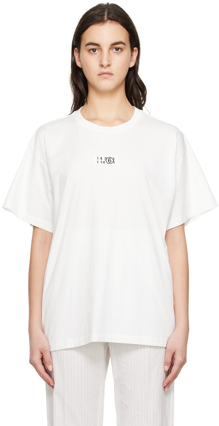 

Белая футболка с нашивками MM6 Maison Margiela, Белый