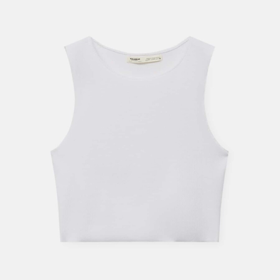 Топ Pull&Bear Ribbed, белый