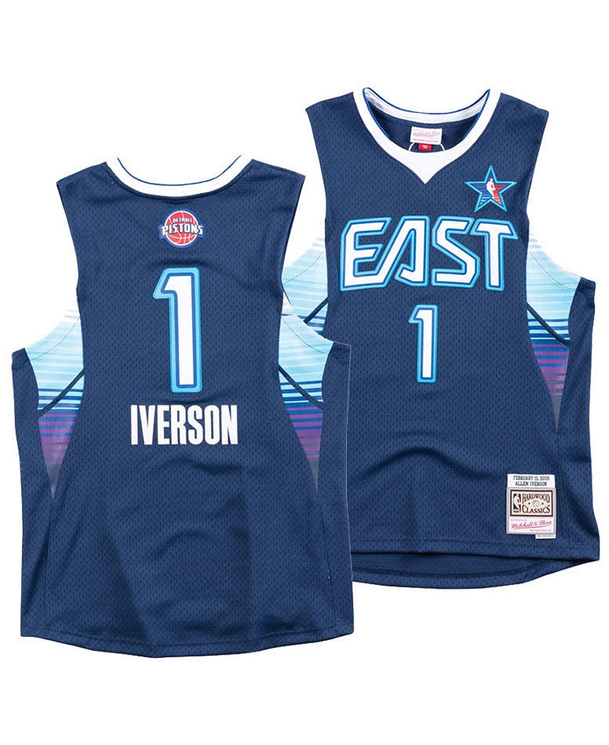 

Мужская джерси allen iverson nba all star 2009 swingman Mitchell & Ness, темно-синий