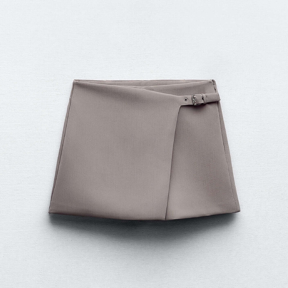 

Юбка-шорты Zara Asymmetric, серо-коричневый