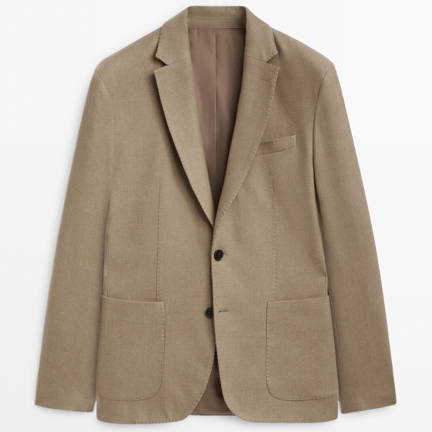 

Блейзер Massimo Dutti False Plain Wool Blend, бежевый