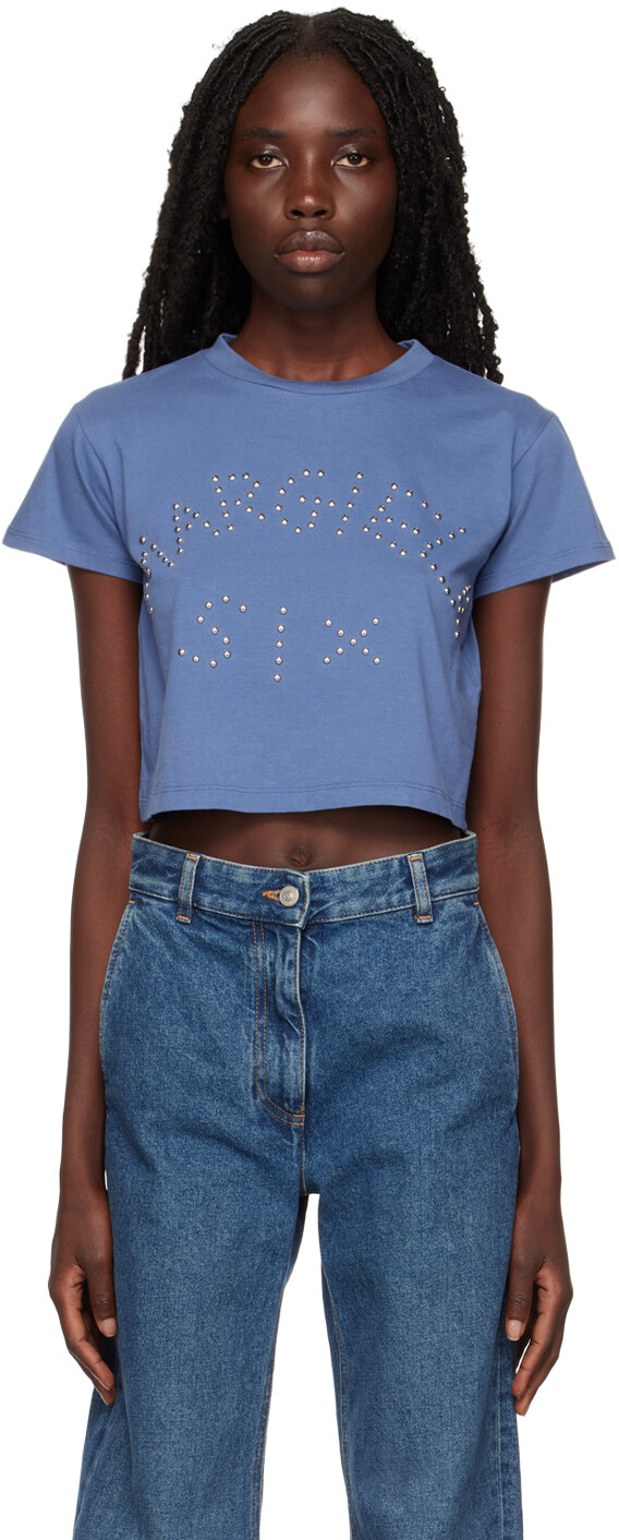 

Синяя футболка с круглым вырезом MM6 Maison Margiela