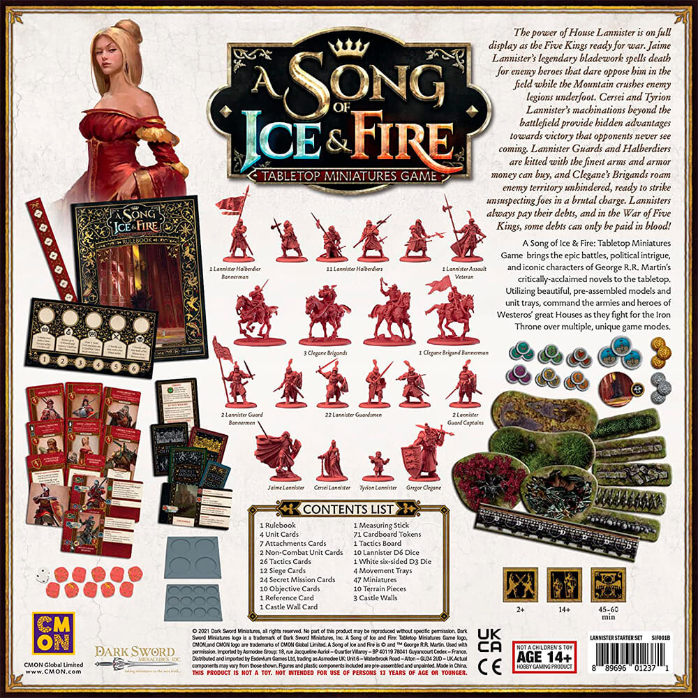 Настольная игра CMON A Song of Ice & Fire Tabletop Miniatures Game  Lannister Starter Set