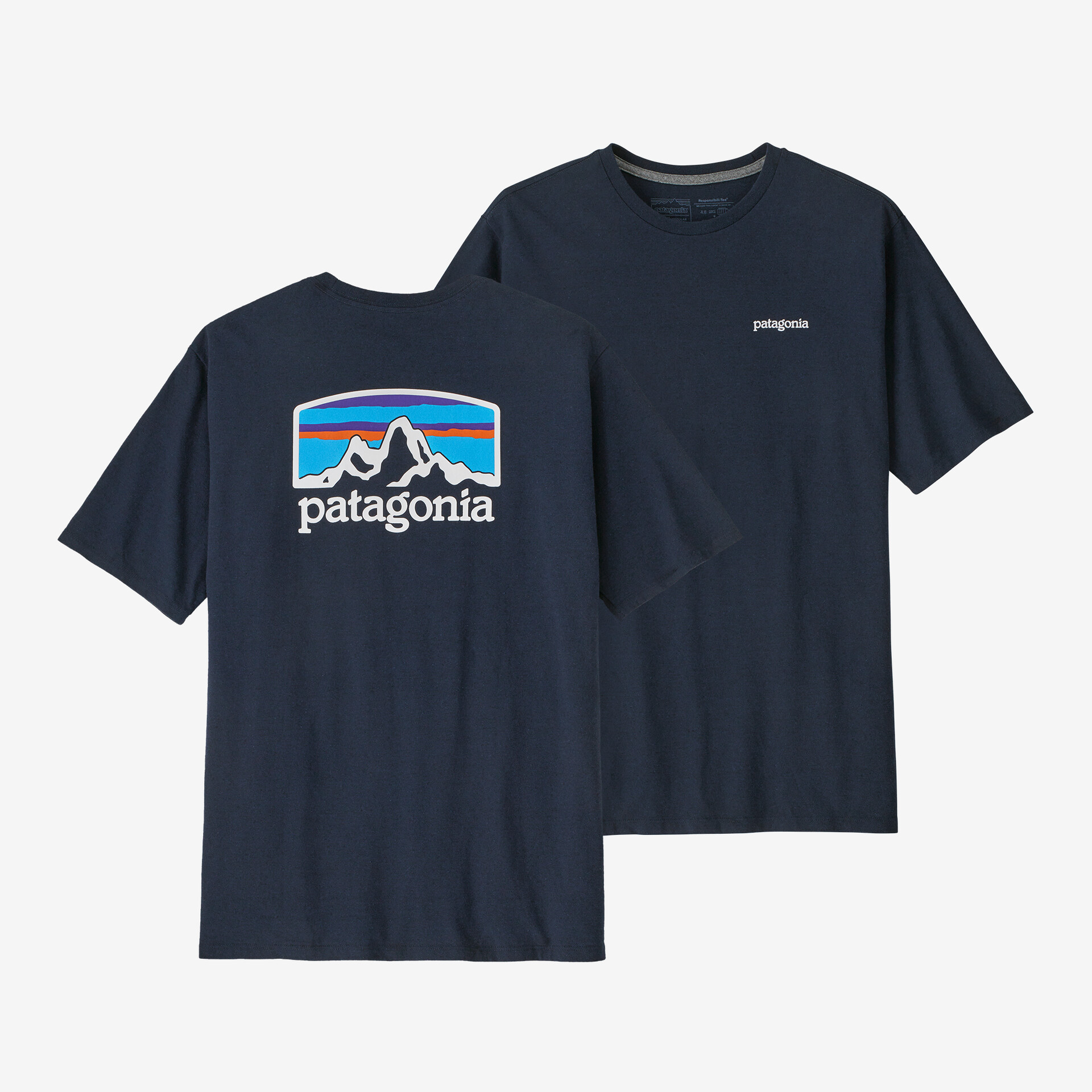 Мужская футболка Fitz Roy Horizons Responsibili Patagonia, новый темно-синий футболка patagonia patagonia long sleeved fitz roy horizons responsibili tee