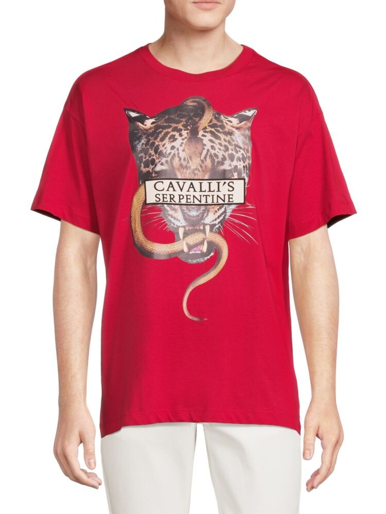 

Футболка с короткими рукавами и графическим рисунком Roberto Cavalli, цвет Pompeii Red