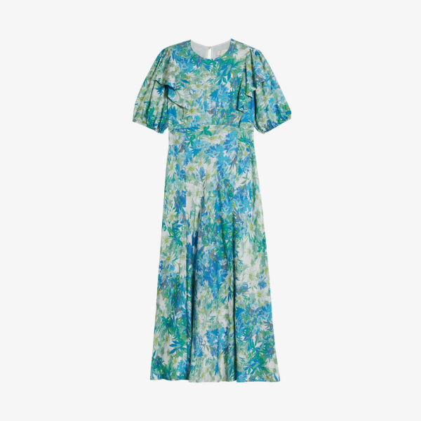 

Тканое платье миди Nicciey с объемными рукавами и цветочным принтом Ted Baker, белый