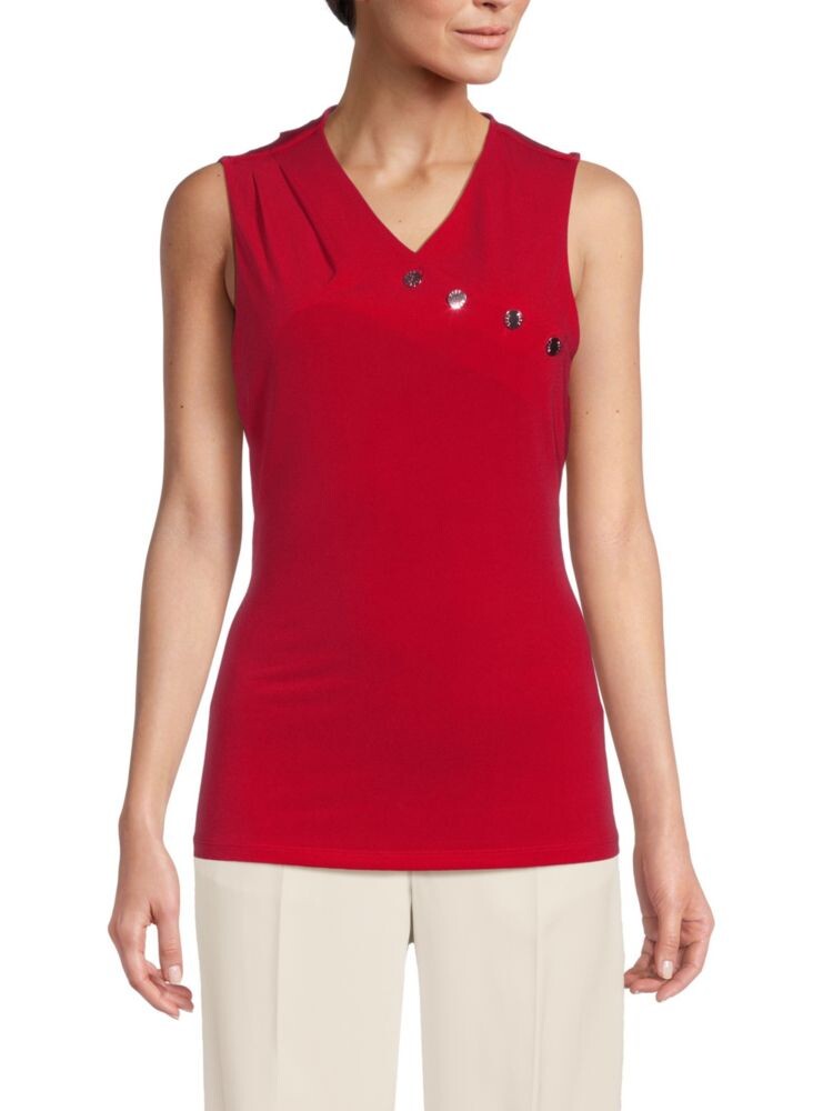 

Однотонный топ с V-образным вырезом Dkny, алый