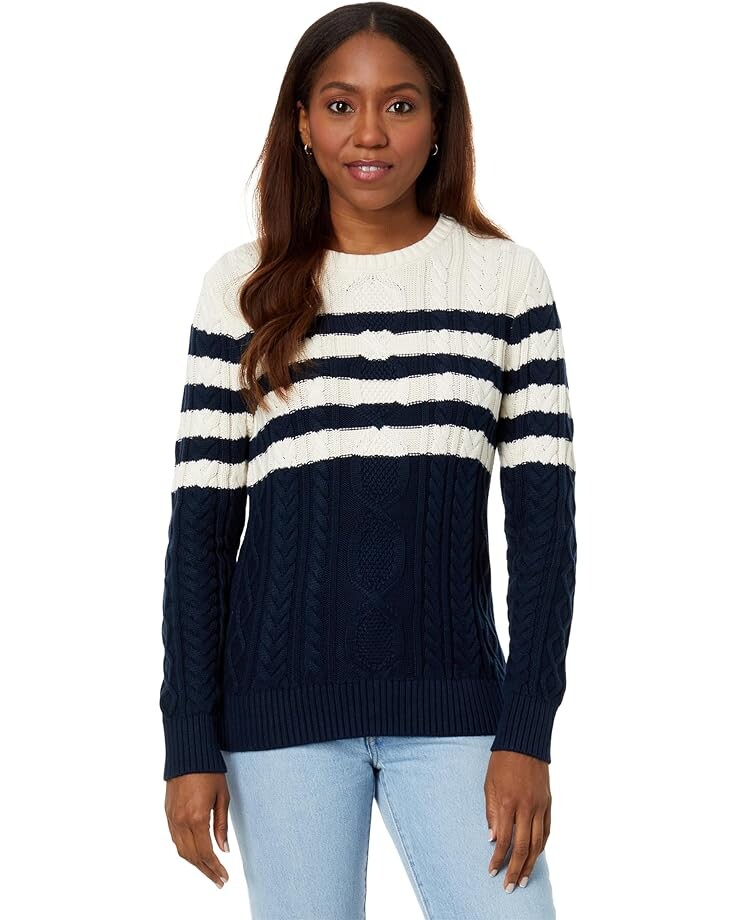 

Свитер L.L.Bean Soft Cotton Fisherman Crew Neck Pattern, цвет Classic Navy Stripe