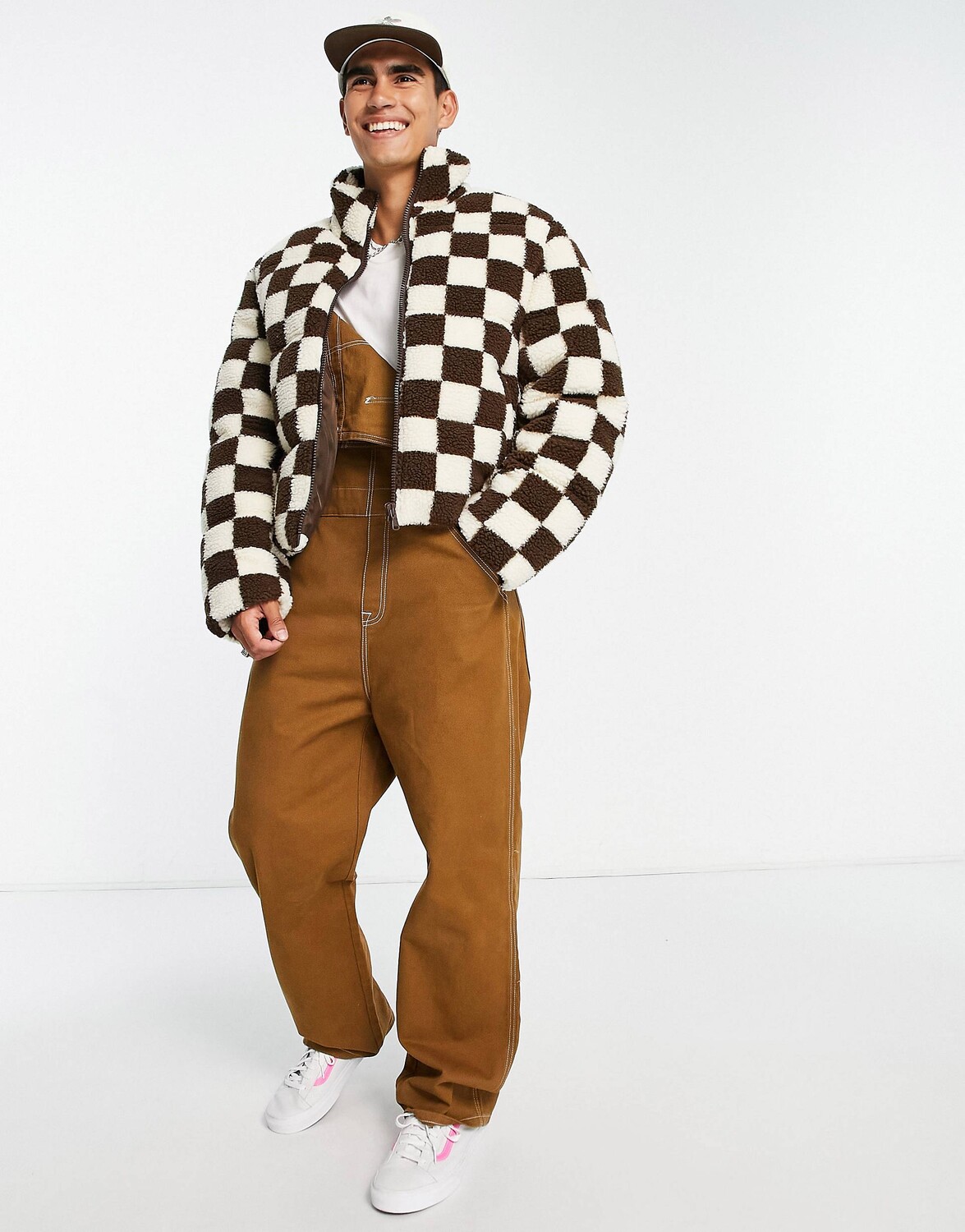 

Коричневый пуховик в шахматную клетку ASOS DESIGN