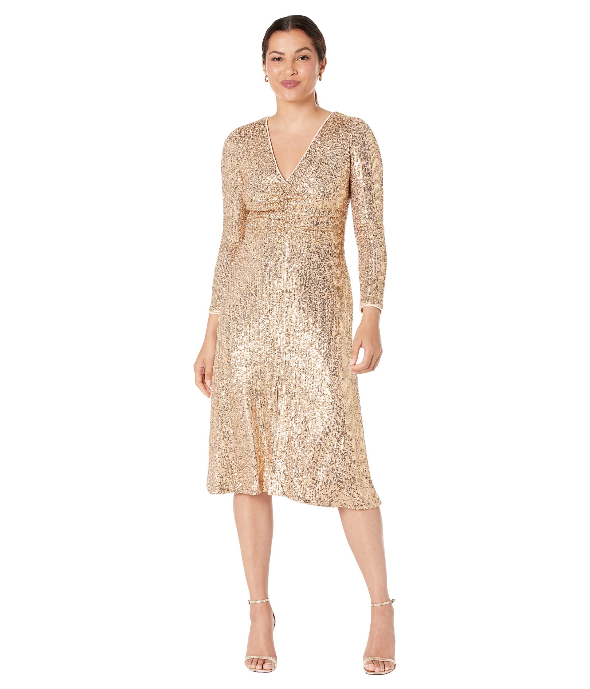 Платье Maggy London, Sequin Dress with Shirring at Waist and Slit