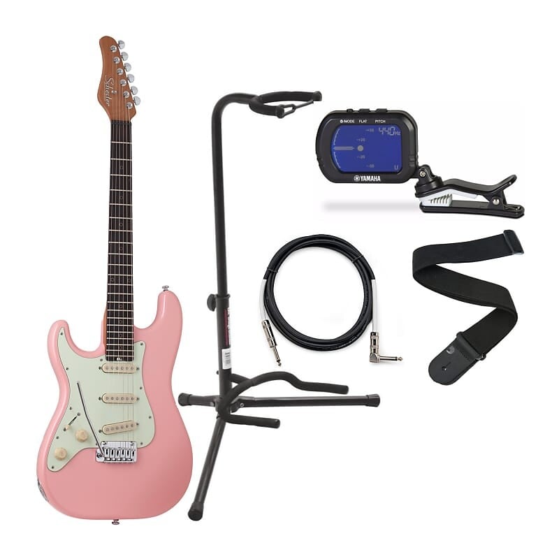 

Электрогитара для левшей Schecter Nick Johnston (Atomic Coral) в комплекте с гитарным ремнем, 10-футовым гитарным кабелем, хроматическим тюнером Clip-On и штативом для гитары